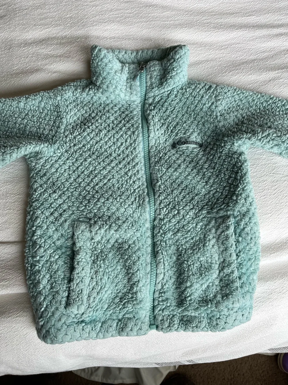 Columbia Mint Green Sherpa Fleece Jacket with Embroidered Logo